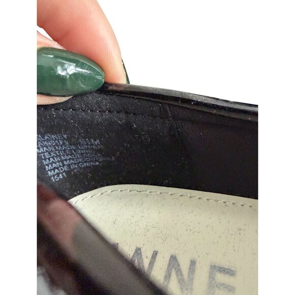 ANNE KLEIN Black Patent Dress Wedges Loafers Size 6.5 - Picture 4 of 8